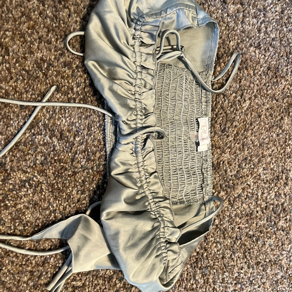 Blush Silver Ruched Women's Top